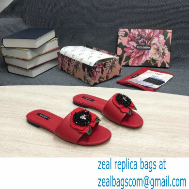 Dolce  &  Gabbana Black Red Roses Slides Red 2022